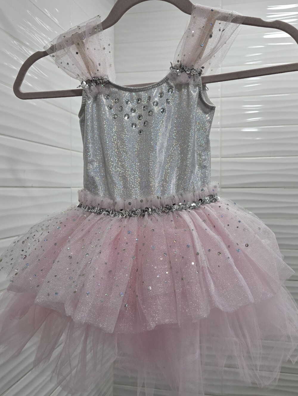 Revolution Dancewear Pink and Silver Sparkle Tulle Princess Costume Dress